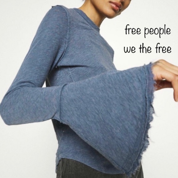 Sold Free People Cecelia Top T Shirt *Bell Sleeves Blue XS - Picture 3 of 16
